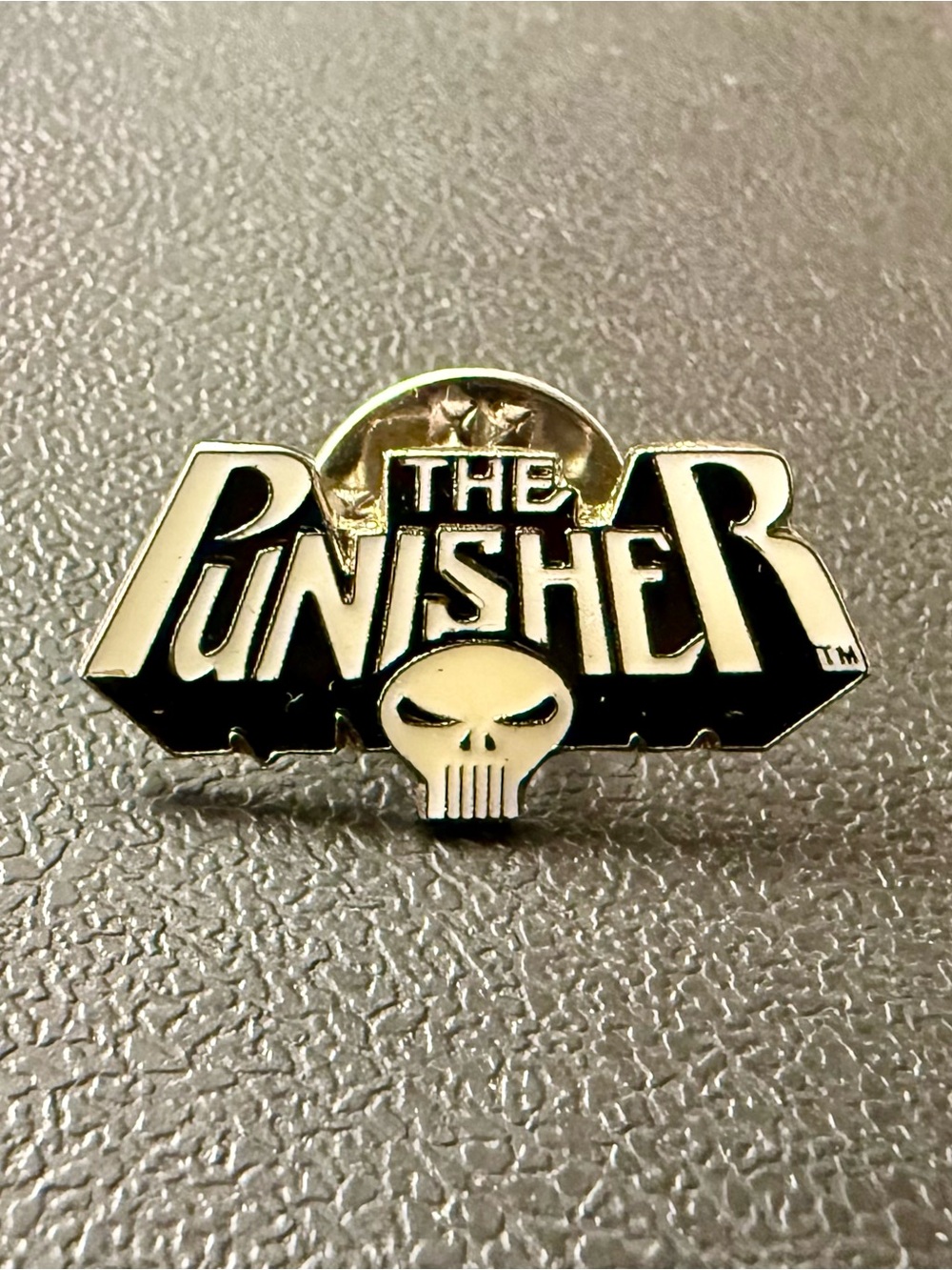 The Punisher Skull Enamel Pin - Black and White